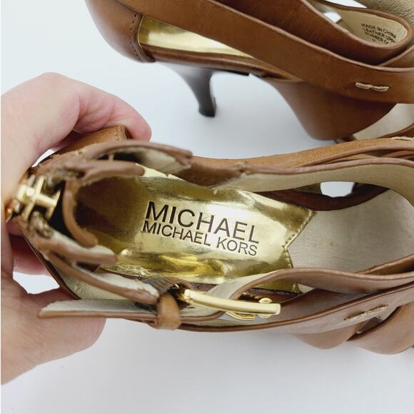 Michael Kors Womens Cognac Open Toe Sandals, Size 6, PRE-OWNED - Picture 9 of 10